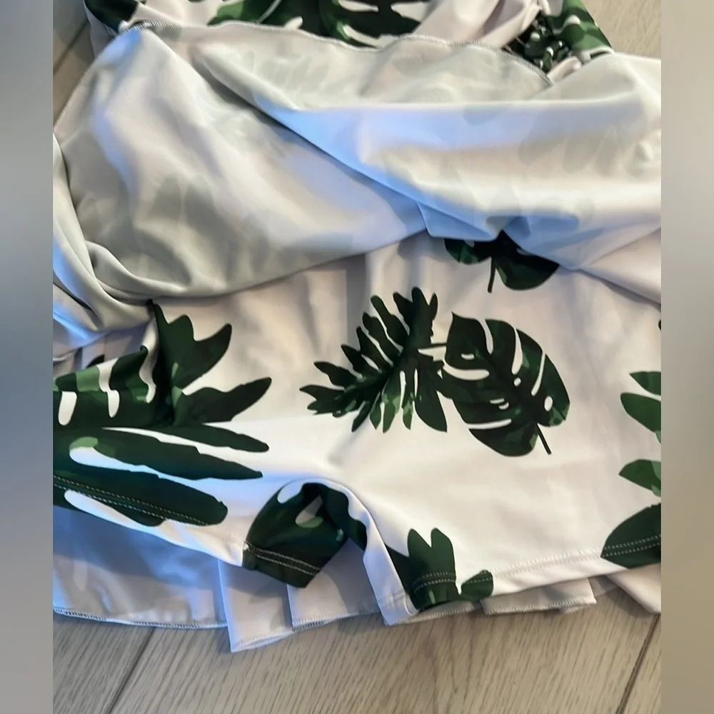 NBW,  One-Piece Palm Beach Bathing Suit with Attached Skort, Size M
